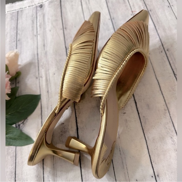 Antonio Melani x Jennifer Sumko Mimi Metallic Leather Fringe Dress Mules - Picture 8 of 9